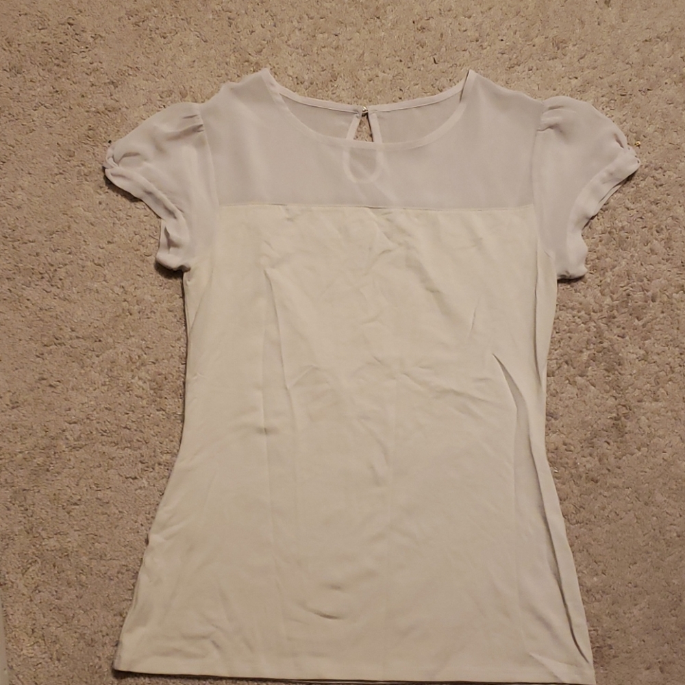 Express sheer top cap sleeve blouse